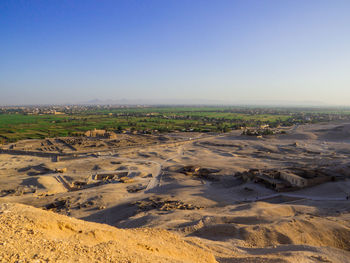 High angle view of landscape against clear sky