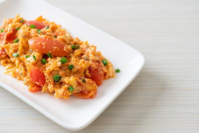 Close-up of food in plate on table