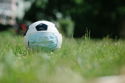 Close-up of ball on field