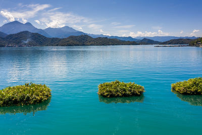 Scenic view of lake against sky