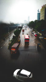 Traffic on road in city