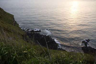 High angle view of sea shore