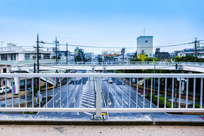 Bridge against sky in city