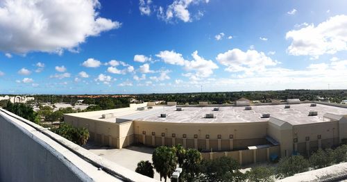 View of buildings against cloudy sky