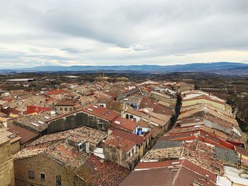 High angle view of townscape against sky