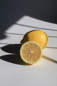 Close-up of lemon slices on table