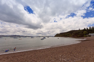 Scenic view of beach against sky