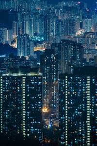 Illuminated buildings in city at night