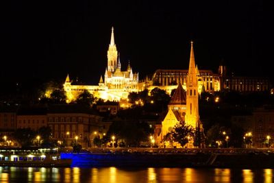 City lit up at night