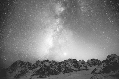 Low angle view of mountain range against sky