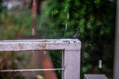 Close-up of wet window during rainy season