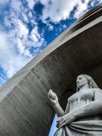 Low angle view of statue against sky