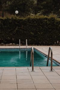 Swimming pool while rainning