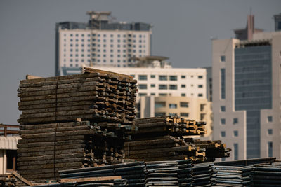 Low angle view of buildings in city