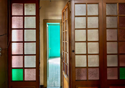 Buildings seen through window