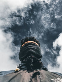 Low angle view of statue against sky