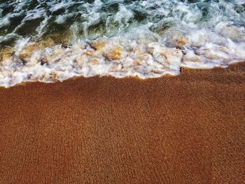 High angle view of sand on beach