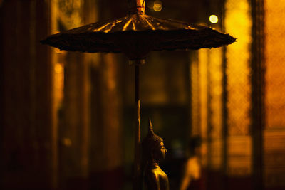 Close-up of buddha statue in temple