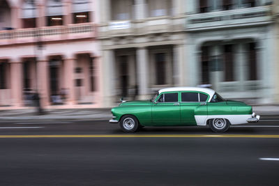 Car moving on road in city