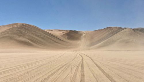 Scenic view of desert against clear sky