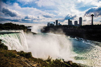 Scenic view of waterfall