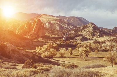 Scenic view of mountains against sky