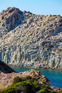 Scenic view of sea and rocks against sky