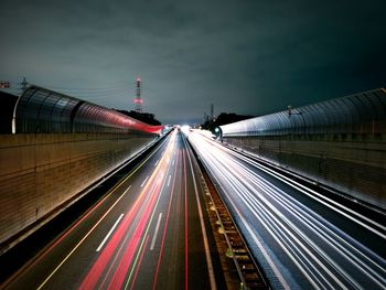 Light trails on highway at night