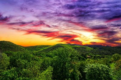 Scenic view of dramatic sky during sunset