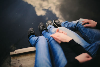 Low section of people sitting outdoors