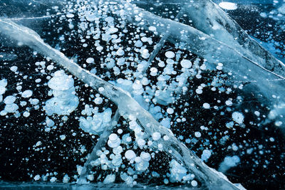 Close-up of frozen water