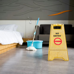 Empty chair on bed at home