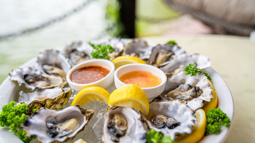 Close-up of food on table