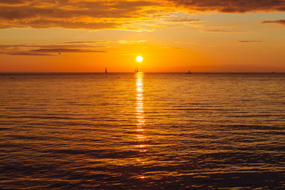 Scenic view of sea during sunset
