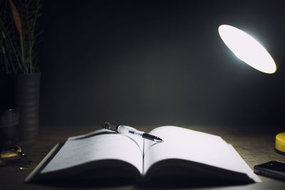 Close-up of open book on table