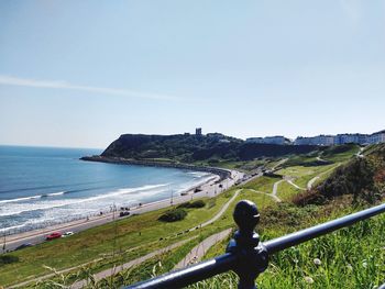 Scenic view of sea against clear sky