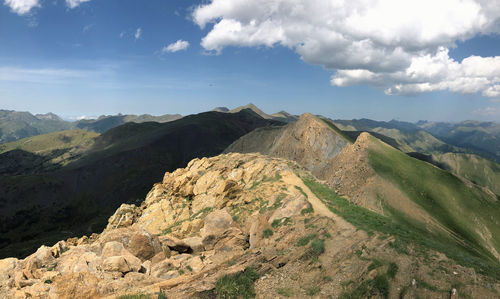 Scenic view of rocky mountains against sky