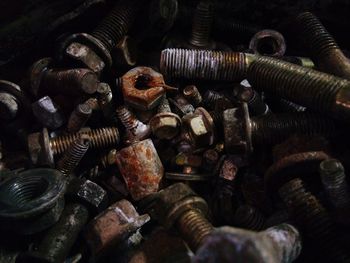 Full frame shot of rusty nuts