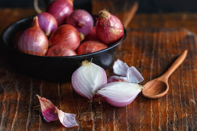 Close-up of vegetables in bowl on table