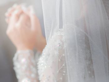 Close-up of wedding dress