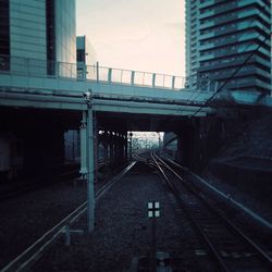 Railroad tracks in city