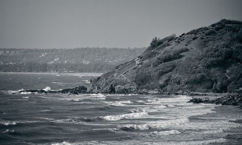 Scenic view of sea against clear sky