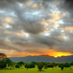 Scenic view of landscape against cloudy sky