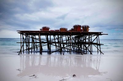 Scenic view of sea against cloudy sky