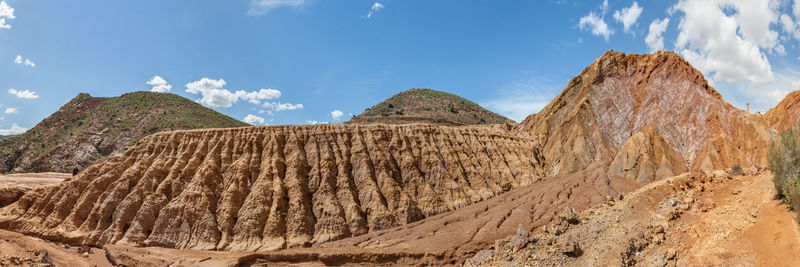 Panoramic view of rocky mountains against sky