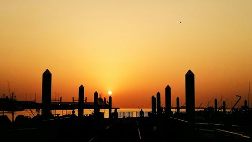 Silhouette of tower at sunset