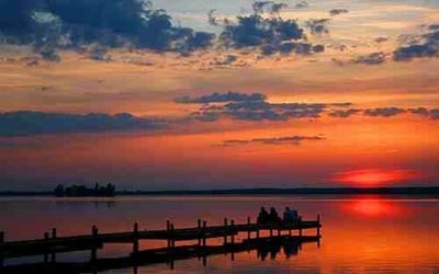 Scenic view of sunset over sea