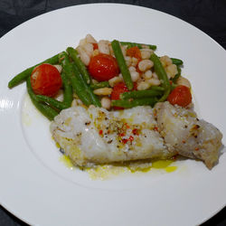 Close-up of served food in plate