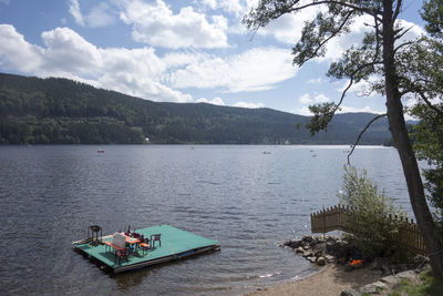 Scenic view of lake against sky