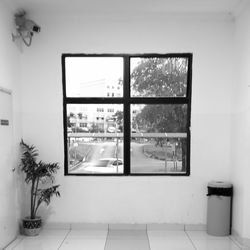 View of building through window